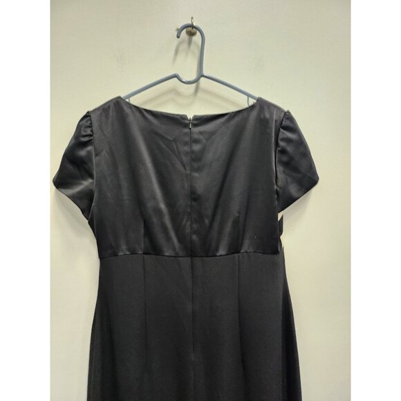 VTG Liz Claiborne Night Womens Maxi Dress Size 16 Black Short Sleeve Cocktail - Picture 7 of 8